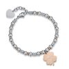 Bracciale donna Luca Barra con quadrifoglio rosato BK1800