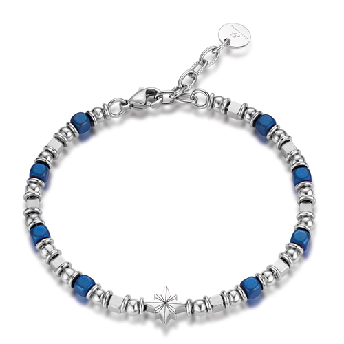 Bracciale-uomo-Luca-Barra-Rosa-dei-venti-pietre-blu-BA1083 Bracciale uomo Luca Barra Rosa dei venti pietre blu BA1083