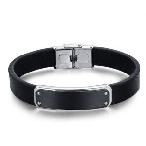 Bracciale uomo Luca Barra con lastra in acciaio BA1130
