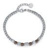 Bracciale uomo Luca Barra con sfere e pietre marroni BA1123