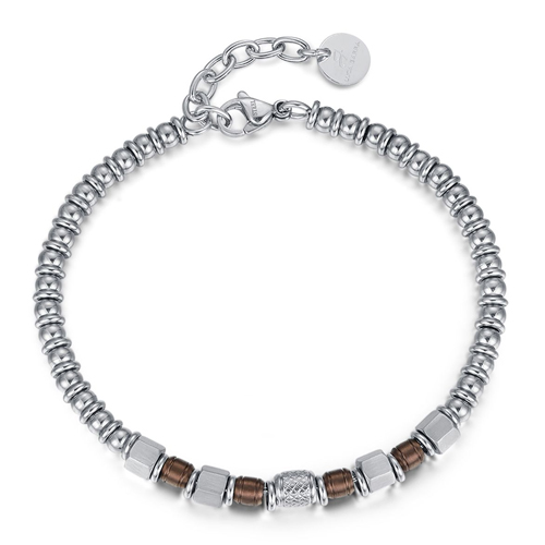 Pulsera de Cordón Marrón con 7 Chakras de Broncita