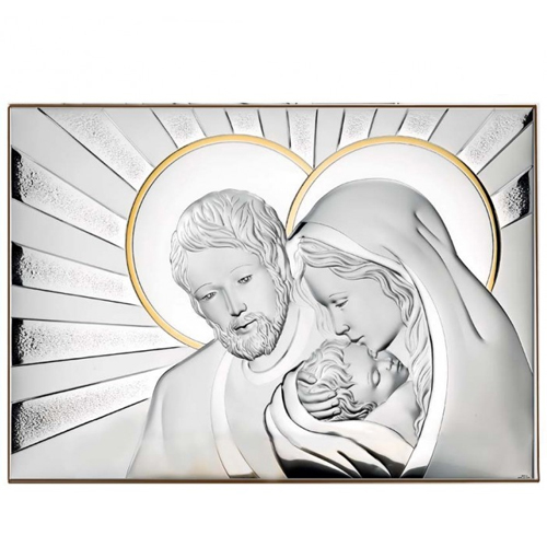 Capezzale-in-argento-laminato-Valenti-Sacra-Famiglia-50x35-cm-81259-7L Capezzale in argento laminato Valenti Sacra Famiglia 50x35 cm 81259-7L