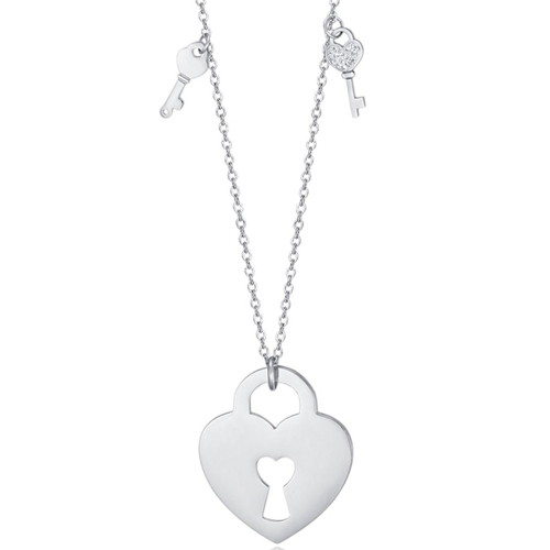 Collana-donna-Luca-Barra-con-Lucchetto-a-cuore-e-chiavi-CK1416 Collana donna Luca Barra con Lucchetto a cuore e chiavi CK1416