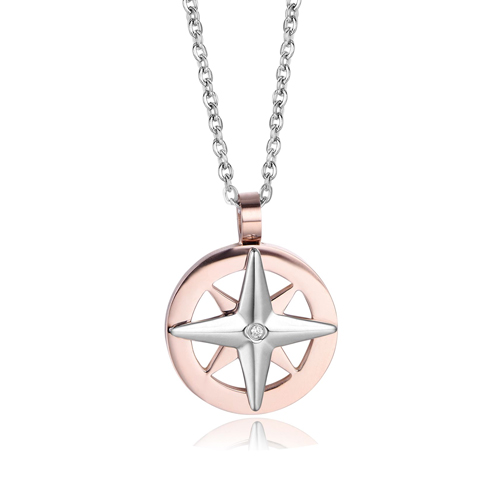 Collana-uomo-Luca-Barra-con-Rosa-Dei-Venti-rosata-CA404 Collana uomo Luca Barra con Rosa Dei Venti rosata CA404