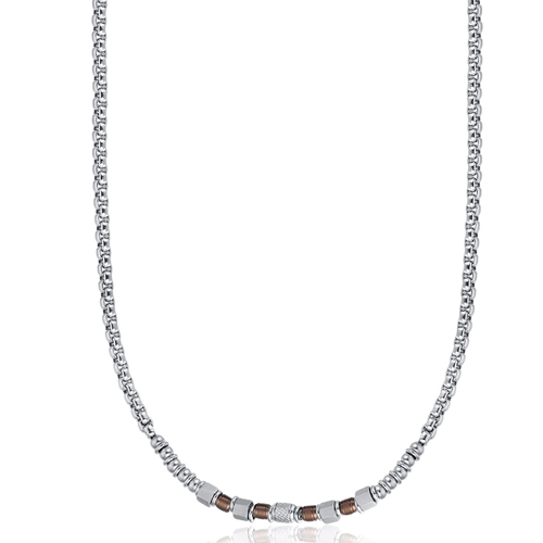 Collana-uomo-Luca-Barra-con-pietre-marroni-CL227 Collana uomo Luca Barra con pietre marroni CL227