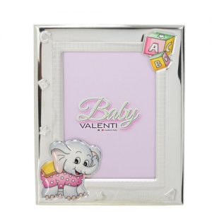Cornice bimba in argento laminato Valenti con elefantino 9x13 73117-3LRA