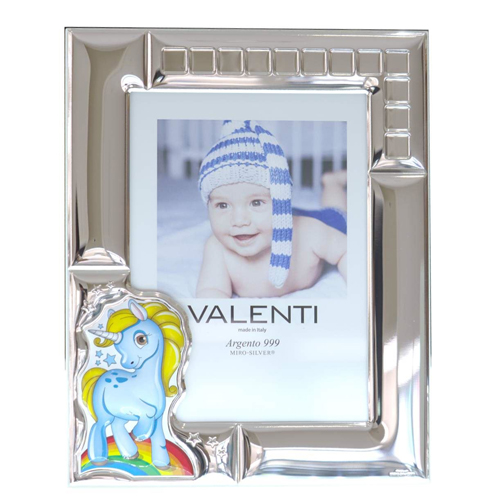 Cornice-bimbo-in-argento-laminato-Valenti-Unicorno-Azzurro-73125-4LC Cornice bimbo in argento laminato Valenti Unicorno Azzurro 73125-4LC