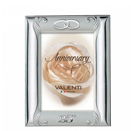 Cornice-in-argento-laminato-Valenti-25-anniversario-di-matrimonio-13x18-612-4L Cornice in argento laminato Valenti 25° anniversario di matrimonio 13x18 612-4L