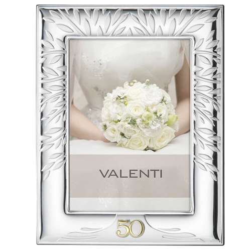 Cornice-in-argento-laminato-Valenti-50-anno-di-matrimonio-con-foglie-18x24-52053-5L Cornice in argento laminato Valenti 50° anno di matrimonio con foglie 18x24 52053-5L