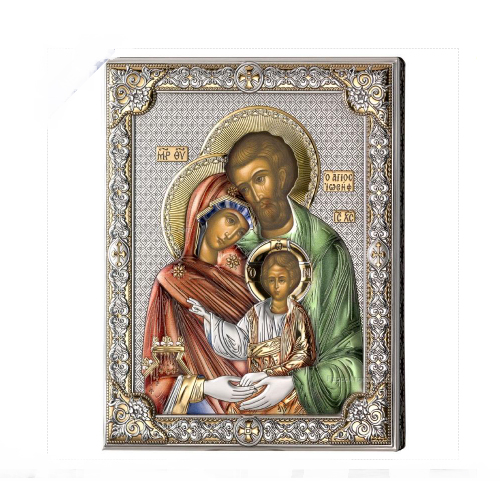 Icona-bizantina-in-argento-laminato-Sacra-Famiglia-85313-3LCOL Icona bizantina in argento laminato Sacra Famiglia 85313-3LCOL