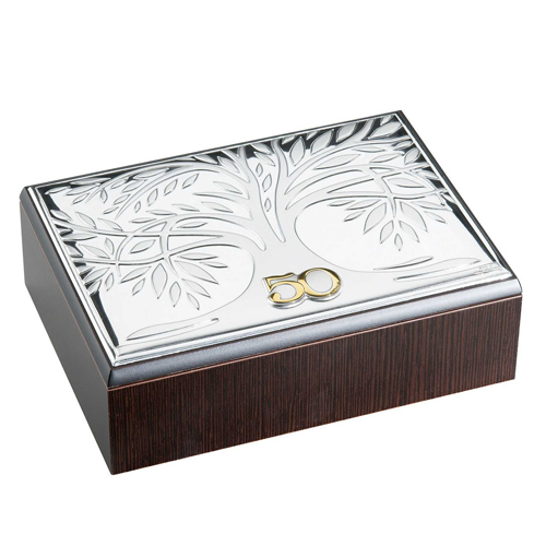 Scatola-portagioie-in-argento-laminato-Valenti-50-anniversario-di-Matrimonio-con-Albero-della-Vita-40647-2 Scatola portagioie in argento laminato Valenti 50° anniversario di Matrimonio con Albero della Vita 40647-2