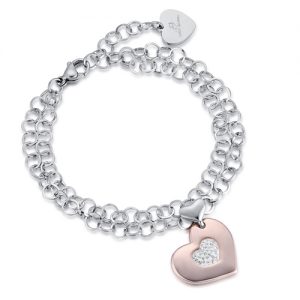 Bracciale donna Luca Barra con Cuore rosato BK1900