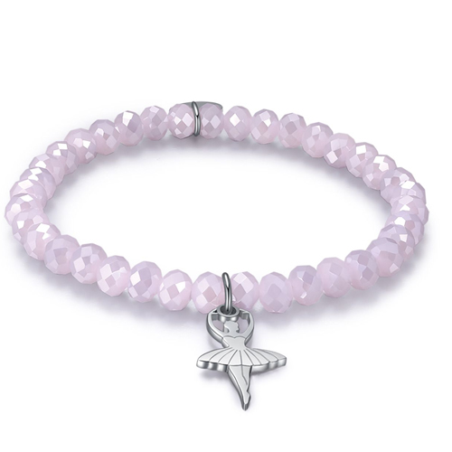 Bracciale-elastico-donna-con-cristalli-rosa-e-Ballerina-BK1766 Bracciale elastico donna con cristalli rosa e Ballerina BK1766
