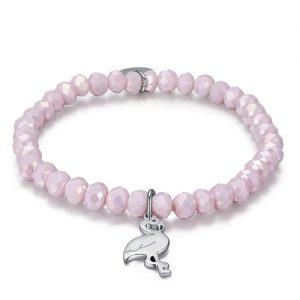 Bracciale elastico donna con cristalli rosa e Fenicottero BK1773