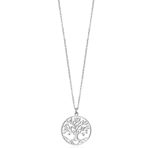 Collana-donna-Luca-Barra-con-Albero-Della-Vita-CK1355 CRealizzata in acciaio inossidabile Lunghezza: 45+5 cm Diametro ciondolo: 25 mm
