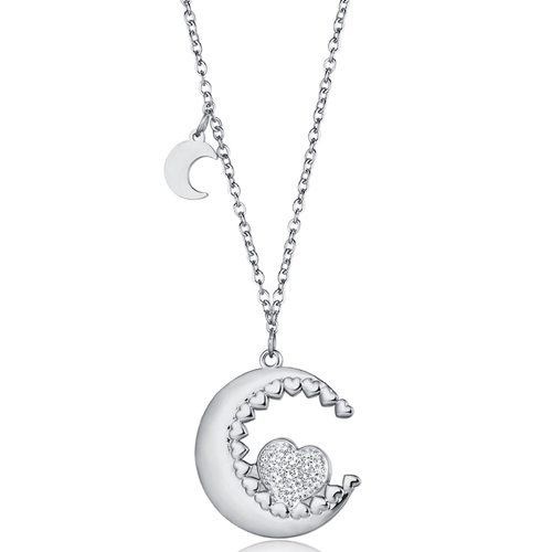 Collana-donna-Luca-Barra-con-Luna-e-Cuore-CK1451 Collana donna Luca Barra con Luna e Cuore CK1451