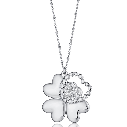 Collana-donna-Luca-Barra-con-Quadrifoglio-e-Cuore-CK1456 Collana donna Luca Barra con Quadrifoglio e Cuore CK1456