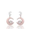 Orecchini donna Luca Barra con Lune e Cuori rosati OK1063