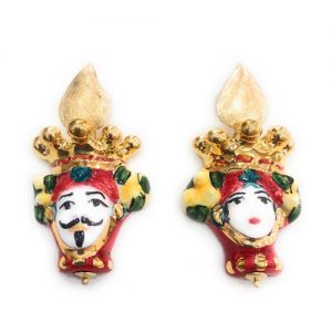 Orecchini donna in ceramica siciliana Teste di Moro