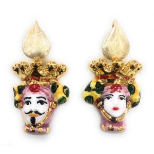 Orecchini donna in ceramica siciliana Teste di Moro