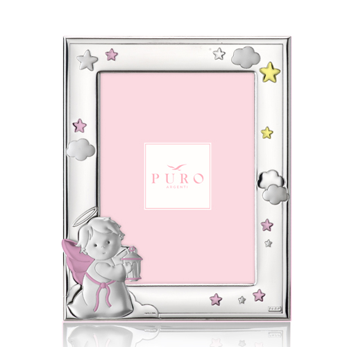 Cornice-bimba-in-argento-laminato-PURO-13ù18-Angioletto-8521-13R Interno foto 13×18 Dettagli smaltati Disegnata e prodotta in Italia