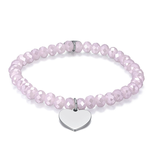 Bracciale-elastico-donna-con-cristalli-rosa-e-Cuore-BK1764 Bracciale elastico donna con cristalli rosa e Cuore BK1764
