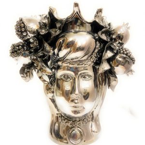 Coppia di Teste di Moro in Ceramica Siciliana Lucida artigianale