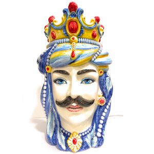 Coppia di Teste di Moro in Ceramica Siciliana artigianale
