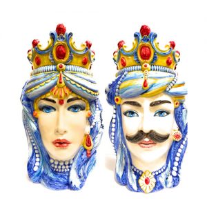 Coppia-di-Teste-di-Moro-in-Ceramica-Siciliana-artigianale
