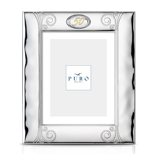 Cornice-in-argento-laminato-Puro-50-anniversario-di-matrimonio-18ù24-8353-18 Cornice in argento laminato Puro 50° anniversario di matrimonio 18×24 8353-18