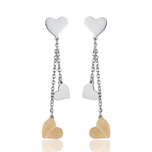QKEPCY Orecchini Pendenti Cuore Doppio Lucido Eleganti Gioielli Donna Lega Metallo Brillante Accessori moda Italiana