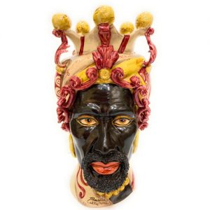 Coppia di Teste di Moro in Ceramica Siciliana artigianale