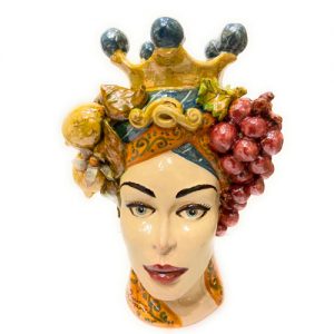 Coppia di Teste di Moro in Ceramica Siciliana artigianale