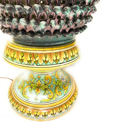 Lampada-Pigna-Verde-in-Ceramica-Siciliana-Artigianale Lampada Pigna Verde in Ceramica Siciliana Artigianale