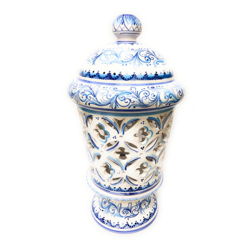 Lampada-Traforata-in-Ceramica-Siciliana-Artigianale Lampada Traforata in Ceramica Siciliana Artigianale