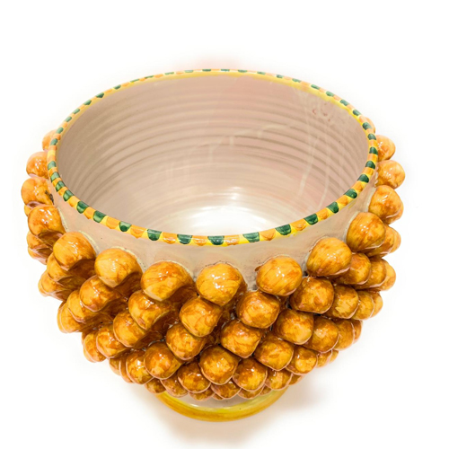 Vaso-Mezza-Pigna-Arancione-in-ceramica-Siciliana-artigianale Vaso Mezza Pigna Arancione in ceramica Siciliana artigianale