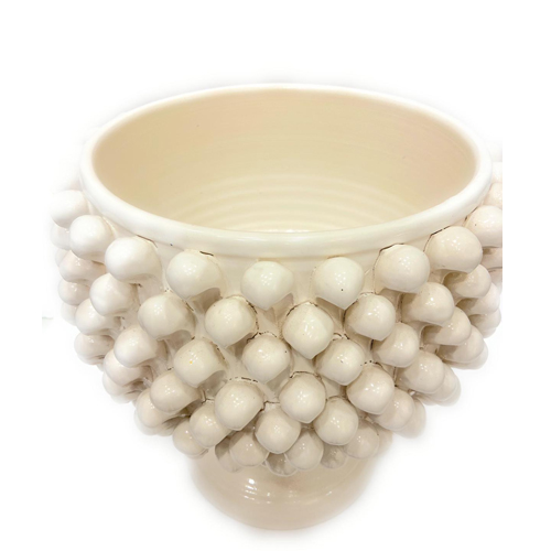 Vaso-Mezza-Pigna-Bianca-in-ceramica-Siciliana-artigianale Vaso Mezza Pigna Bianca in ceramica Siciliana artigianale