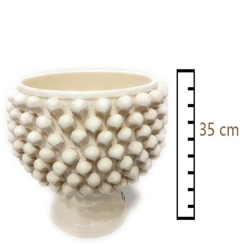 Vaso-Mezza-Pigna-Bianca-in-ceramica-Siciliana-artigianale Vaso Mezza Pigna Bianca in ceramica Siciliana artigianale