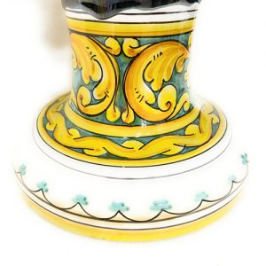 Pigna Verde Scuro con Base Decorata in Ceramica Siciliana Artigianale