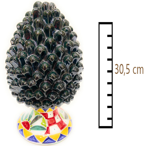 Pigna-Verde-scuro-con-Base-Decorata-in-Ceramica-Siciliana-Artigianale Pigna Verde scuro con Base Decorata in Ceramica Siciliana Artigianale