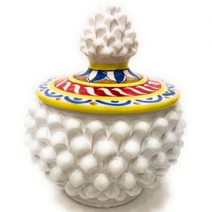 Scatola Biscotti bianca in Ceramica Siciliana Artigianale