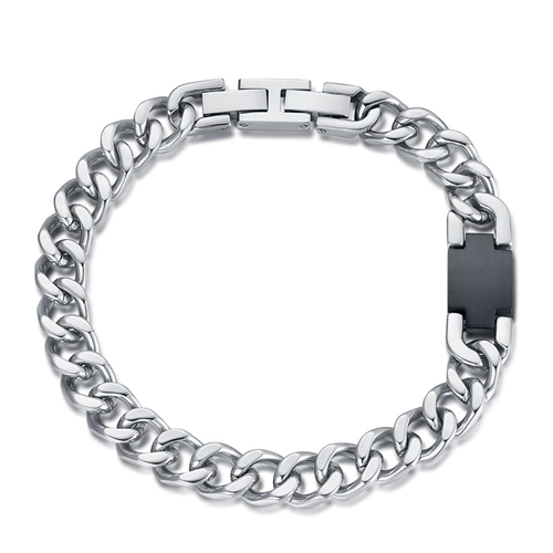 Bracciale-uomo-Luca-Barra-con-piastrina-nera-BA1167 Bracciale uomo Luca Barra con piastrina nera BA1167