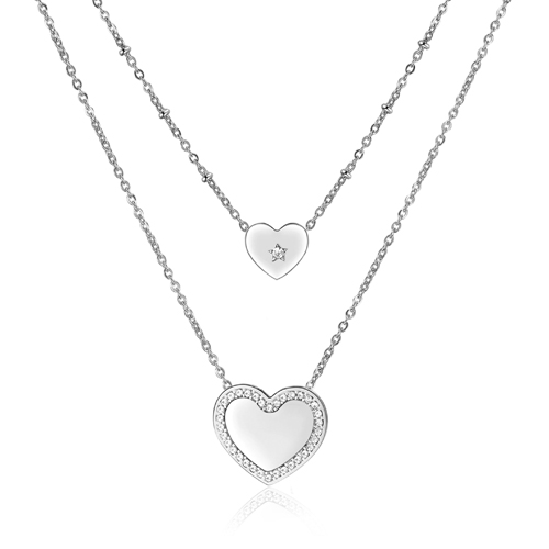 Collana-donna-a-due-fili-S'agapo'-con-Cuori-SEH01 Collana donna a due fili S’agapo’ con Cuori SEH01
