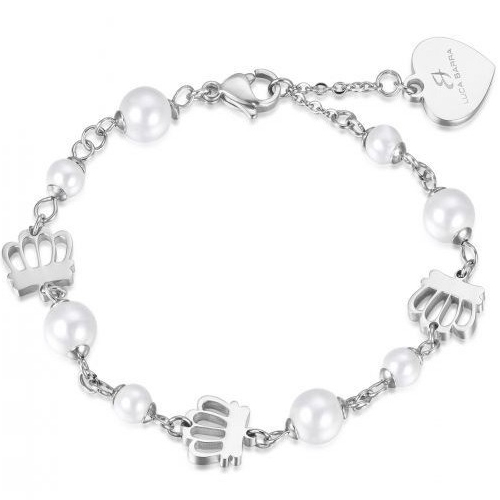 Bracciale-donna-con-Corone-e-Perle-Luca-Barra-BK1690 Bracciale donna con Corone e Perle Luca Barra BK1690