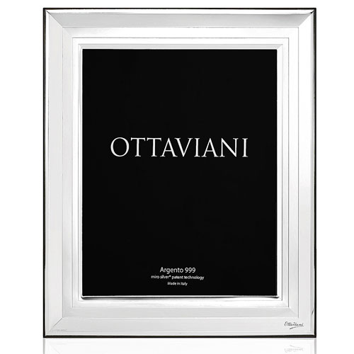 Cornice in argento laminato Ottaviani linea Maria Vittoria 20x25 3000 Fascia Larga Retro in legno Interno foto 20×25 cm Disegnata e prodotta in Italia