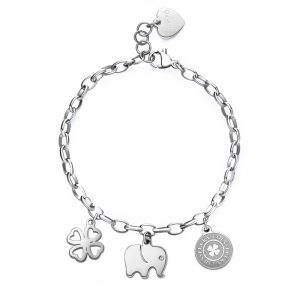 Bracciale donna S’agapo’ con Elefante e Quadrifoglio linea Happy SHAR12