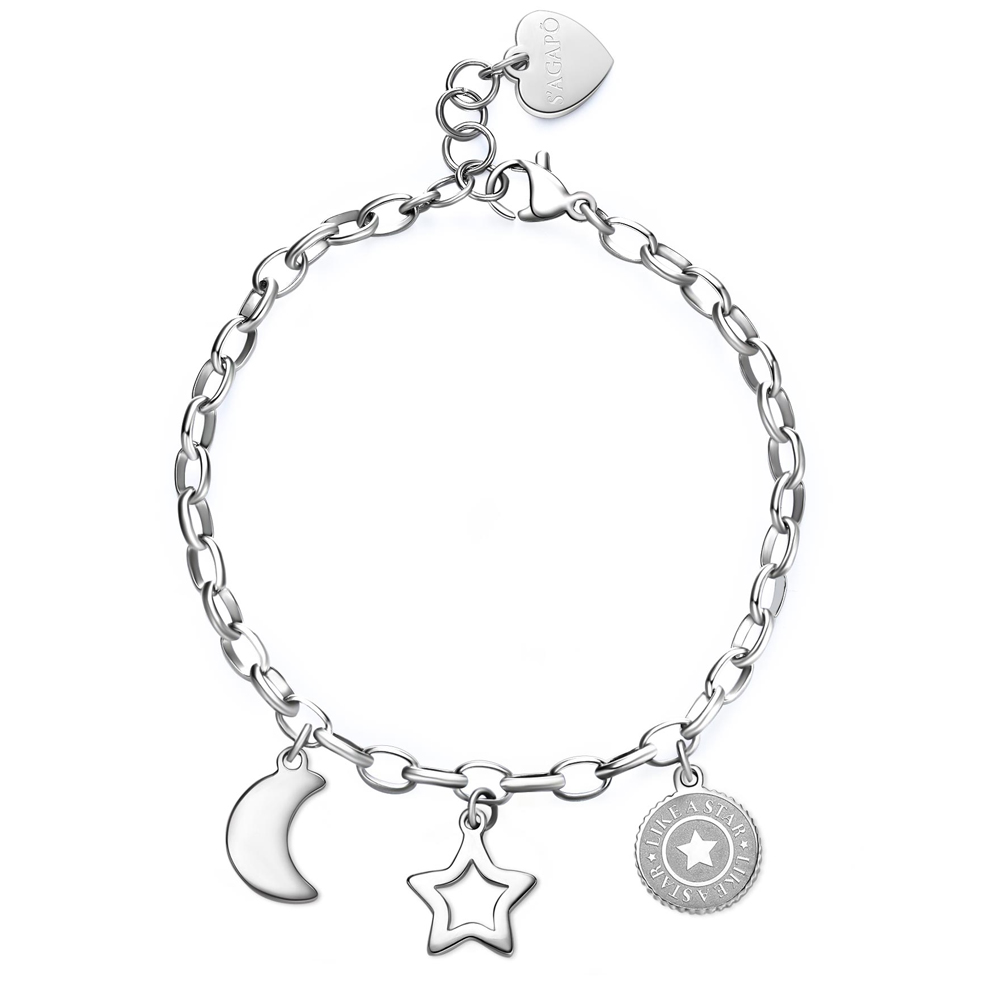 Bracciale-donna-S'agapo'-con-Stella-e-Luna-linea-Happy-SHAR11 Bracciale donna S’agapo’ con Stella e Luna linea Happy SHAR11