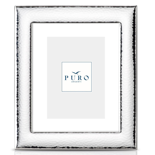 Cornice-in-argento-laminato-Puro-linea-Vegas-10x15-1 Fascia martellata Interno foto 15×20 cm Retro in legno marrone Disegnata e prodotta in Italia