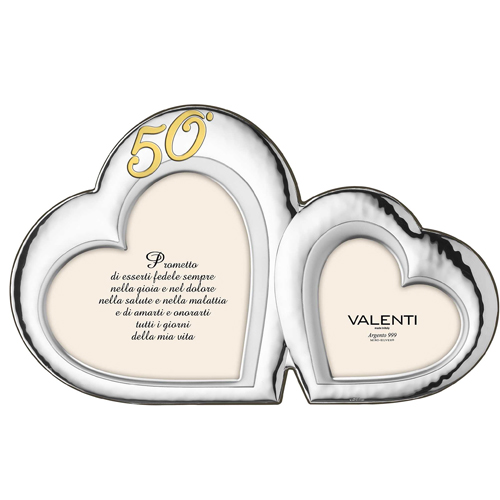 Cornice-in-argento-laminato-Valenti-a-Cuore-per-Nozze-D'Oro-52092-2L Cornice in argento laminato Valenti a Cuore per Nozze D'Oro 52092-2L