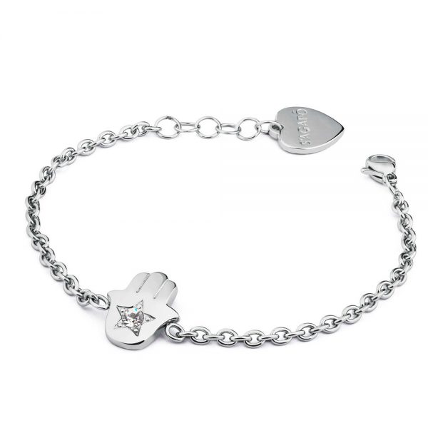 Bracciale Donna S'Agapõ Acciaio 316L Con Stelle E Cristalli – Collezione Luce – Ipoallergenico